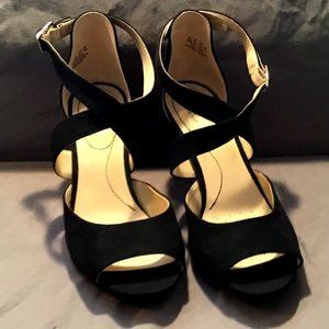 Black Suede Dressy Sandal.  Size 8 1/2 M, New